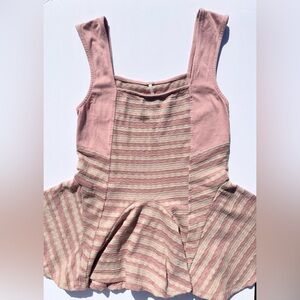 FREE‎ PEOPLE Light Pink & Toast Combo Flowy Tank Top | Small